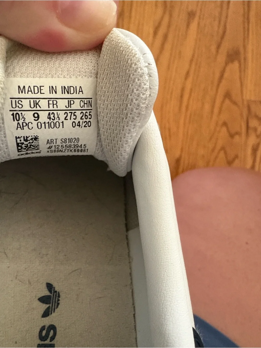 Adidas Stan Smith White Leather Sneakers with Navy Heel Tab